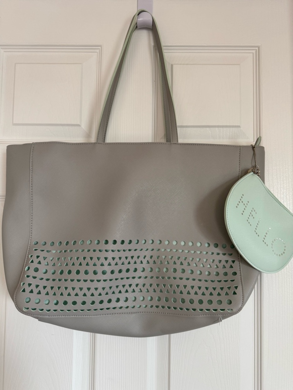 Bath & Body Works Gray Tote with Mint Accent